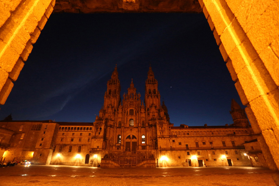 On the Footsteps of St James, The Basque Country and Beyond - Santiago de Compostela cathedral at night