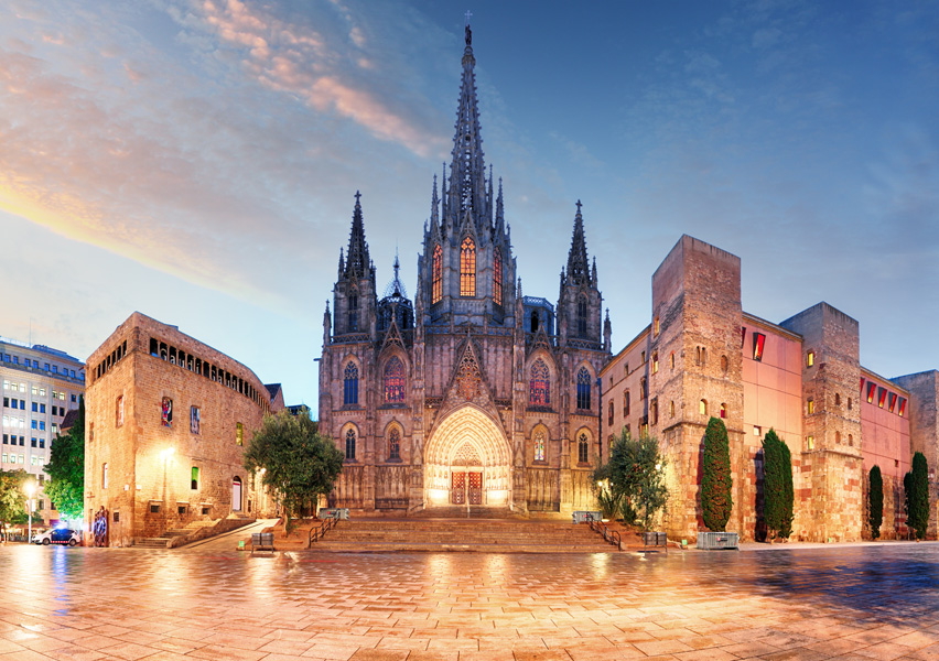 Spains Basque Country La Rioja and Catalonia - Cathedral at night