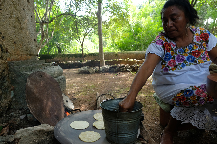 Splendors of the Yucatan - Woman making Tradional tortillas